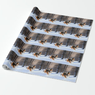 Rough Collie Let It Snow Christmas Wrapping Paper