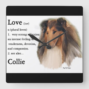 Rough Collie Love Is Square Wall Clock