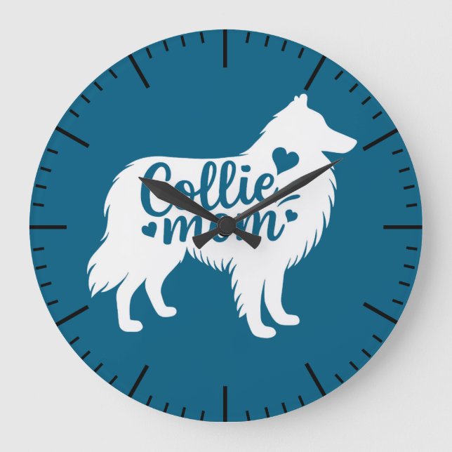 Rough Collie Mum Large Clock (Front)