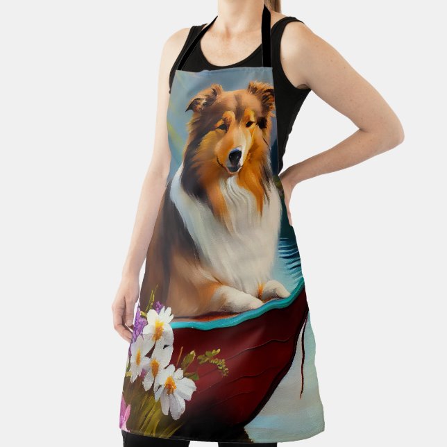 Rough Collie on a Paddle: A Scenic Adventure Apron (Insitu)