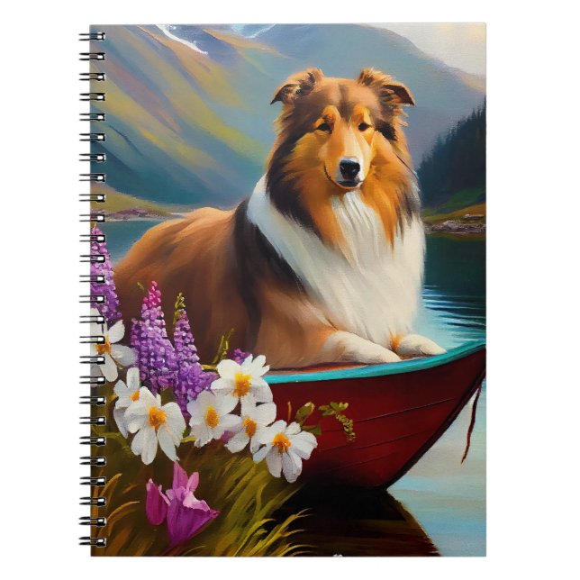 Rough Collie on a Paddle: A Scenic Adventure Notebook (Front)