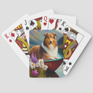Rough Collie on a Paddle: A Scenic Adventure Playing Cards