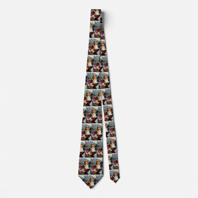 Rough Collie on a Paddle: A Scenic Adventure Tie (Front)