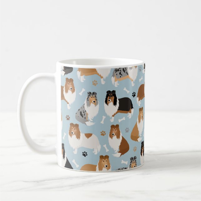 Rough Collie Paws and Bones Coffee Mug (Left)