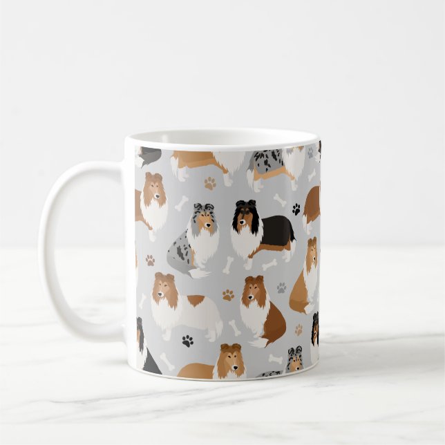 Rough Collie Paws and Bones Coffee Mug (Left)