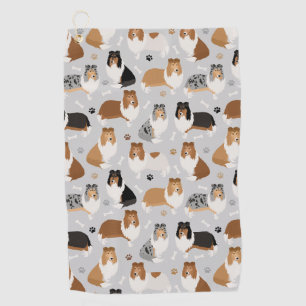 Rough Collie Paws and Bones Golf Towel