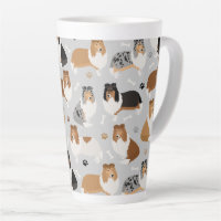 Rough Collie Paws and Bones Latte Mug