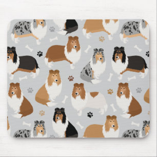 Rough Collie Paws and Bones Mouse Pad