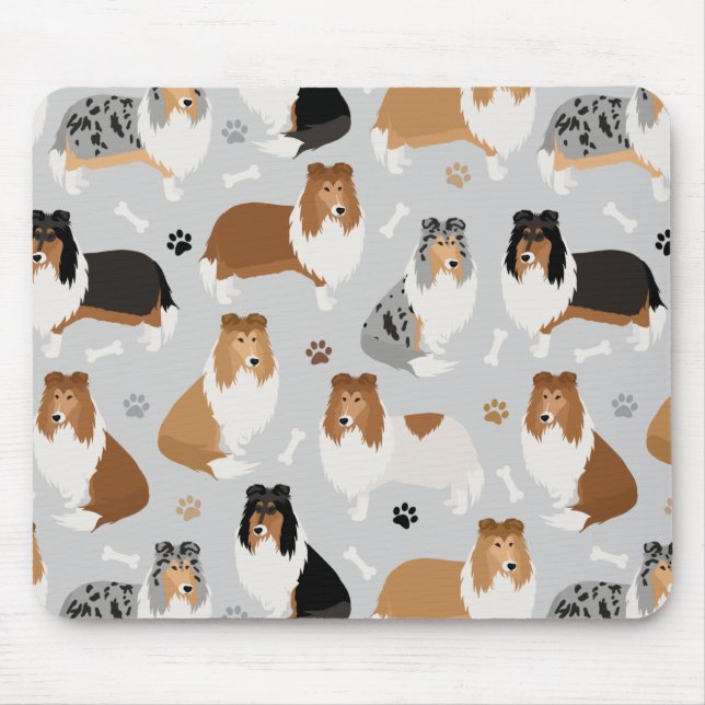 Rough Collie Paws and Bones Mouse Pad (Front)