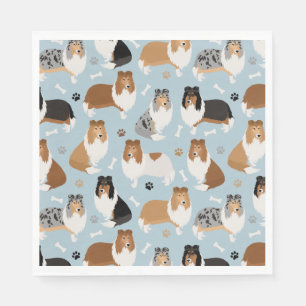 Rough Collie Paws and Bones Napkin