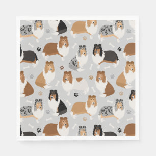 Rough Collie Paws and Bones Napkins