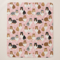 Rough Collie Paws and Bones Sherpa Blanket