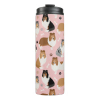 Rough Collie Paws and Bones Thermal Tumbler