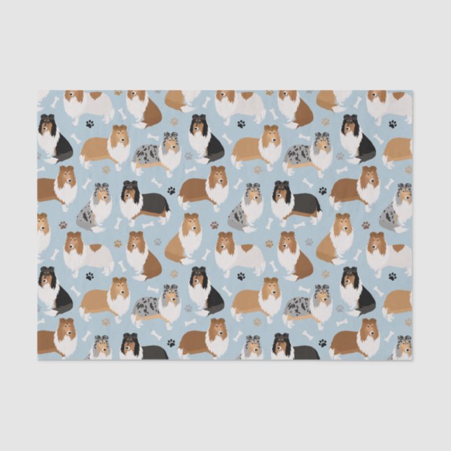 Rough Collie Paws and Bones Tissue Paper (Front)