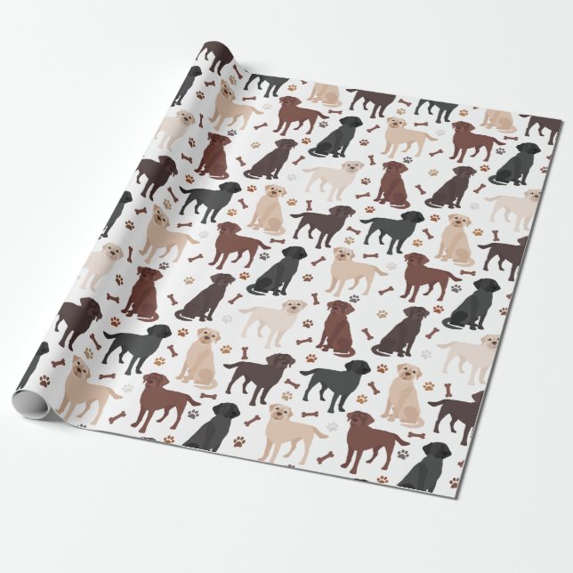 Rough Collie Paws and Bones Wrapping Paper (Unrolled)