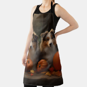 Rough Collie Puppy Autumn Delight Pumpkin Apron
