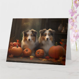 Rough Collie Puppy Autumn Delight Pumpkin  Card