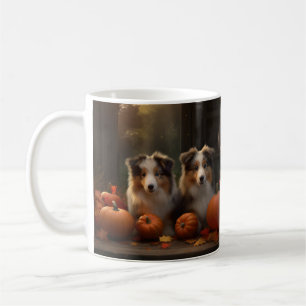 Rough Collie Puppy Autumn Delight Pumpkin  Coffee Mug