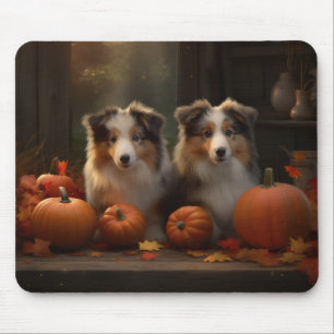 Rough Collie Puppy Autumn Delight Pumpkin  Mouse Mat