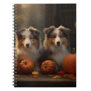 Rough Collie Puppy Autumn Delight Pumpkin  Notebook