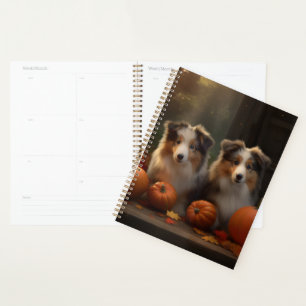 Rough Collie Puppy Autumn Delight Pumpkin  Planner