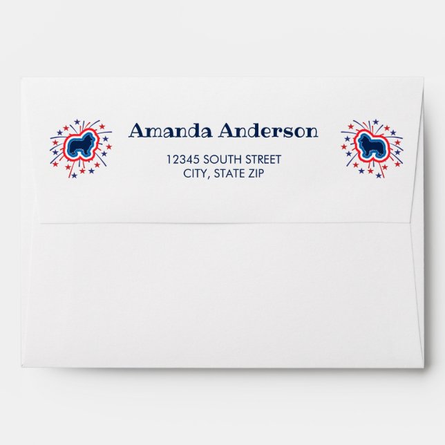 Rough Collie Red White And Blue 4th Of July Envelope (Back (Top Flap))