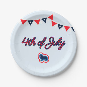 Rough Collie Red White And Blue 4th Of July Paper Plate