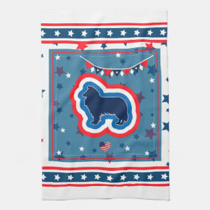 Rough Collie Red White And Blue 4th Of July Tea Towel