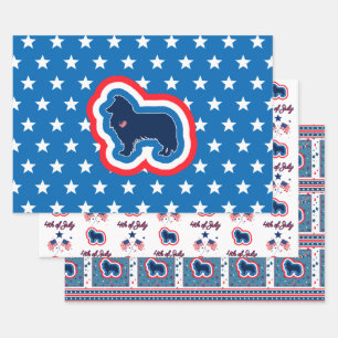 Rough Collie Red White And Blue 4th Of July Wr Wrapping Paper Sheet