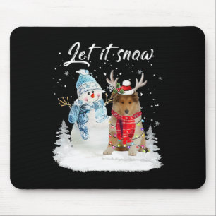 Rough Collie Santa Dog Christmas Snowman Xmas Paja Mouse Mat