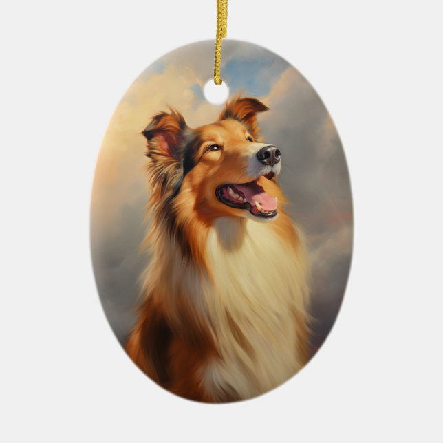 Rough collie / Scottish collie Ceramic Tree Decoration (Front)