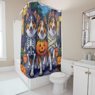 Rough Collie Trick-or-Treating Halloween Costumes Shower Curtain