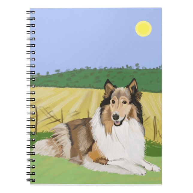 Rough Collie with fields  Notebook (Front)
