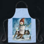Rough Collie with Snowman Christmas Apron<br><div class="desc">Beautiful rough collie Christmas art. Wonderful Holiday merchandise gift ideas for the Collie lover on your shopping list.</div>