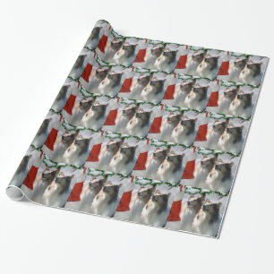 Rough Collies Meet Santa   Christmas Wrapping Paper
