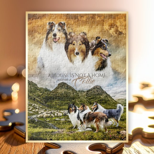 Rough Collies Portrait & Sheep Herding + Quote - Jigsaw Puzzle (Creator Uploaded)