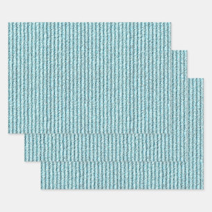 Rough Corduroy Stripes in Bright Aqua Wrapping Paper Sheet