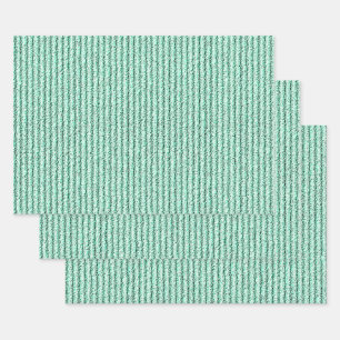 Rough Corduroy Stripes in Leafy Green Wrapping Paper Sheet