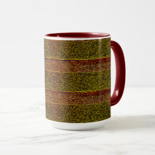 Rough embossed and shaded stripes, greenish red mug