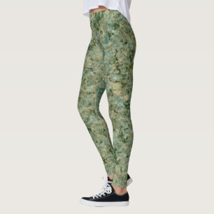 Rough Geology Neutral Green Rock Texture Leggings