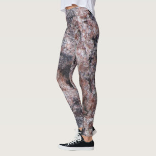 Rough Geology Pinkish Rock Texture Photo Leggings