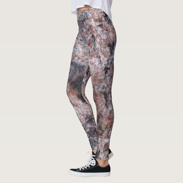 Rough Geology Pinkish Rock Texture Photo Leggings (Left)