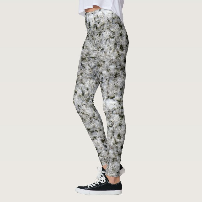 Rough Geology White Granite Rock Texture Photo Leggings (Left)