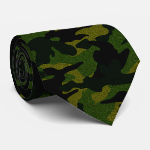 Rough Green Camo Military Camouflage Mens Neck Tie