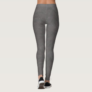Rough Grey Leather Print Leggings