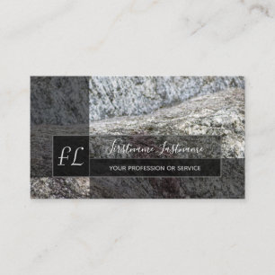 Rough grey marble rock marble structure monogram business card