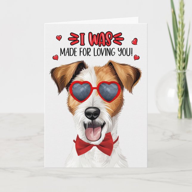 Rough Jack Russell Dog Loving You Valentine Holiday Card (Front)
