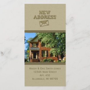 Rough Khaki Green New Address Custom Photo Cards