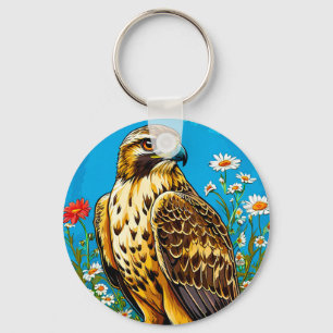Rough legged hawk bird key ring