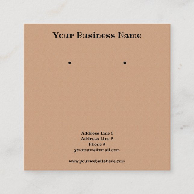 Rough Light Tan Texture Jewellery Display Square Business Card (Front)